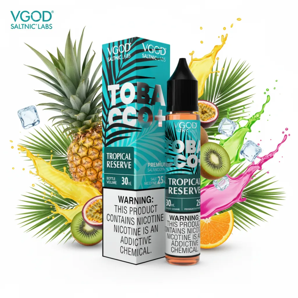1765484272_5736591235 سالت ویگاد توباکو پلاس تروپیکال رزرو Vgod Tobacco Plus Tropical Reserve Salt 30ml - Image 1